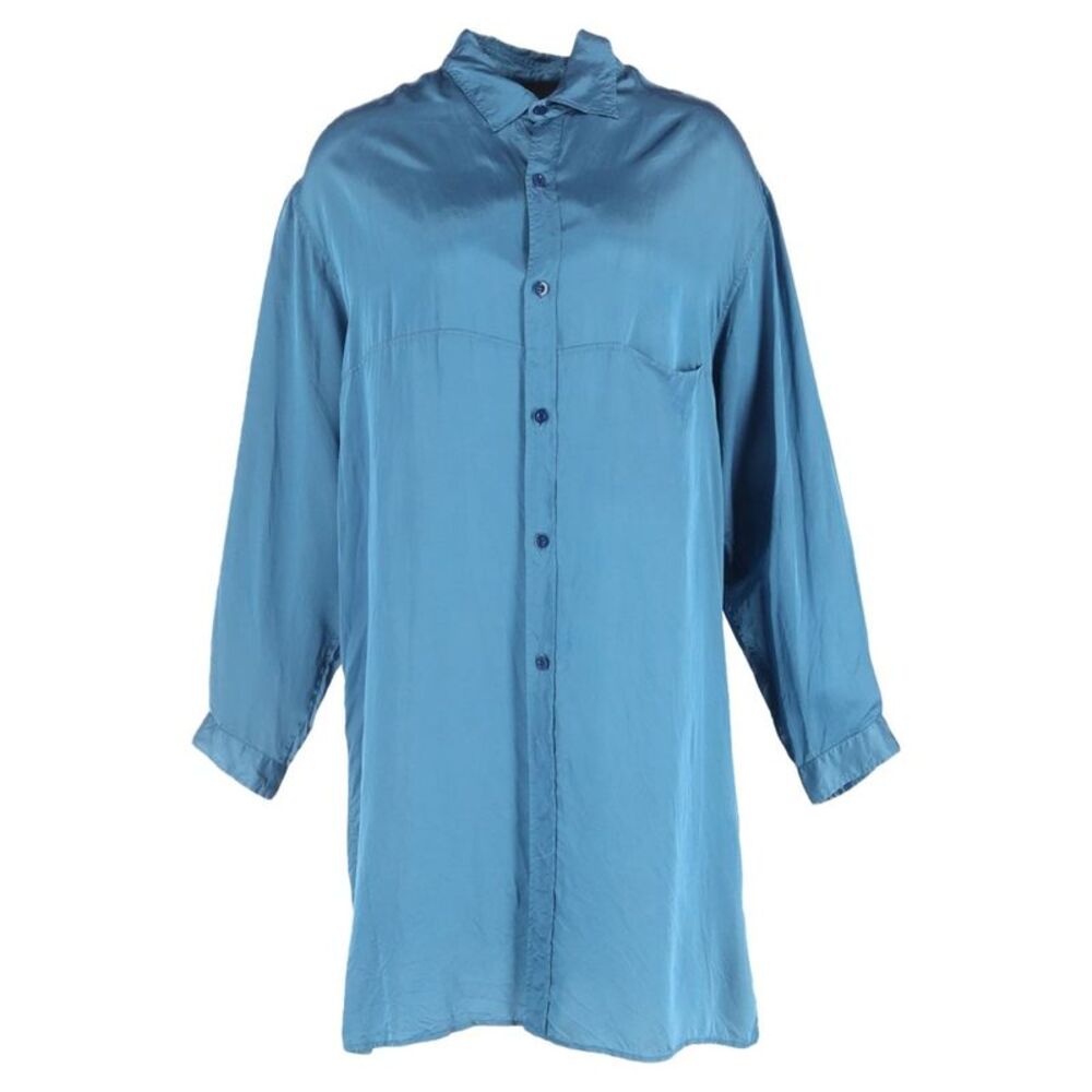 Y's by Yohji Yamamoto Button-Down Shirt in Blue Silk